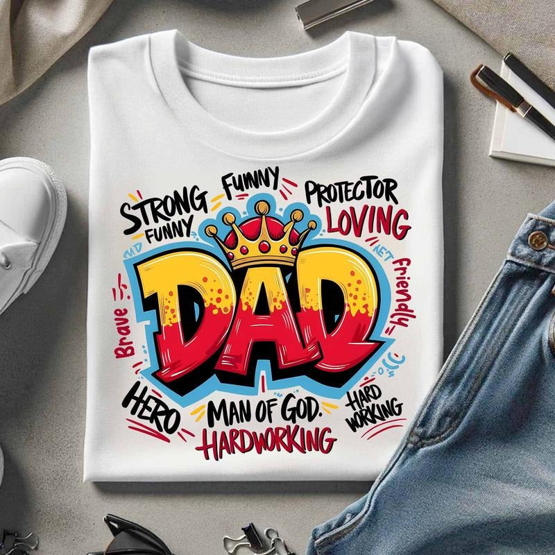 Dad Graffiti Shirt for Men Funny Hero King Man of God Father's Day Gift Unisex Premium 100% Cotton Hoodie, Sweatshirt