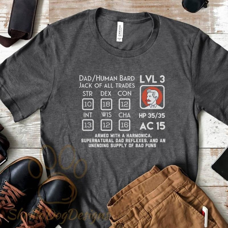 Dad Human Bard Character Sheet, Dnd Dad Shirt, Dnd Character Sheet, Funny FatherS Day Gift, Dungeon Master Shirt, Role...