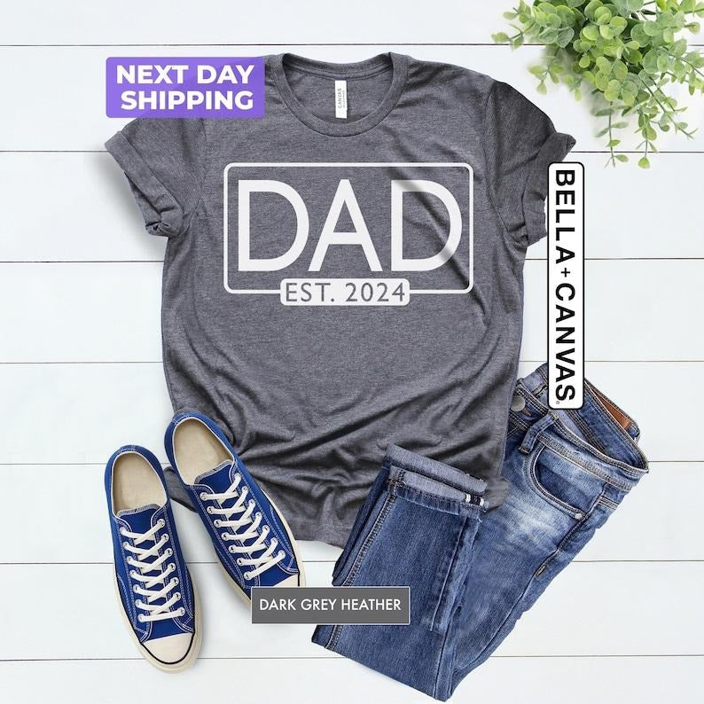 Dad T-Shirt, Dad Est 2024 Shirt, New Dad Gift Tee, Pregnancy Announcement For Dad, Gift For Dad, Father's Day Shirt, Cute...