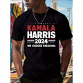 Daily wear men's crew neck T-shirt, Kamala Harris 2024 Campaign graphic T-shirt - men's casual short sleeve T-shirt Made...