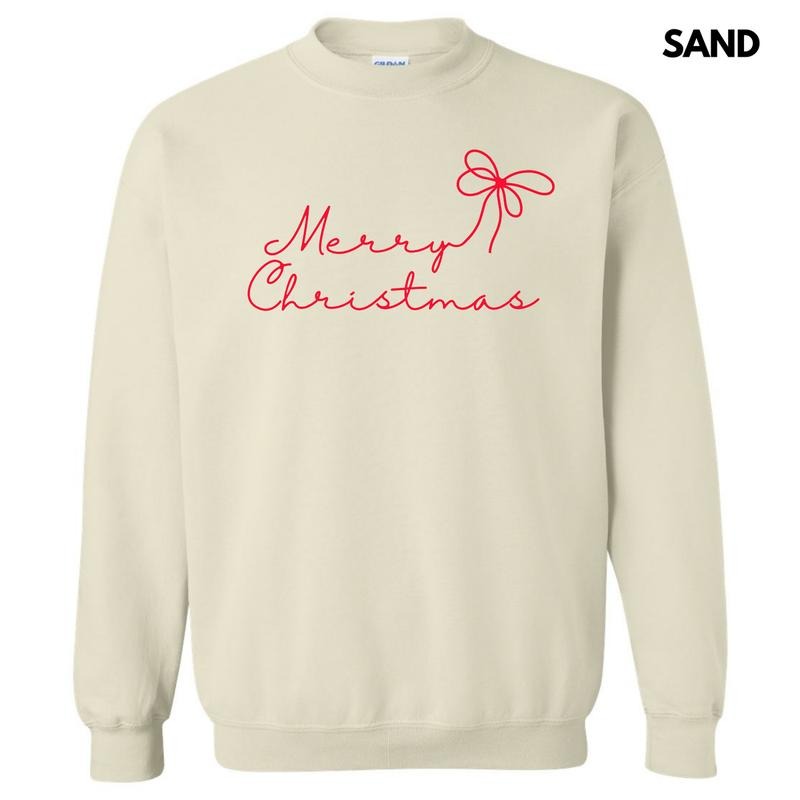 Dainty Script Red Merry Christmas Sweatshirt 'NLB' T-Shirts, Hoodie | ZylaModa.com