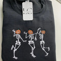 Dancing Skeletons Embroidered Sweatshirt | Halloween Skeleton Shirt | Cozy Fall Sweatshirt | Spooky Season Apparel | Fun...