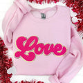 Dark Pink Chenille Love Patch Sweatshirt -- LIGHT PINK T-Shirts, Hoodie | ZylaModa.com