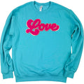 Dark Pink Chenille Love Patch Sweatshirt -- SCUBA BLUE T-Shirts, Hoodie | ZylaModa.com