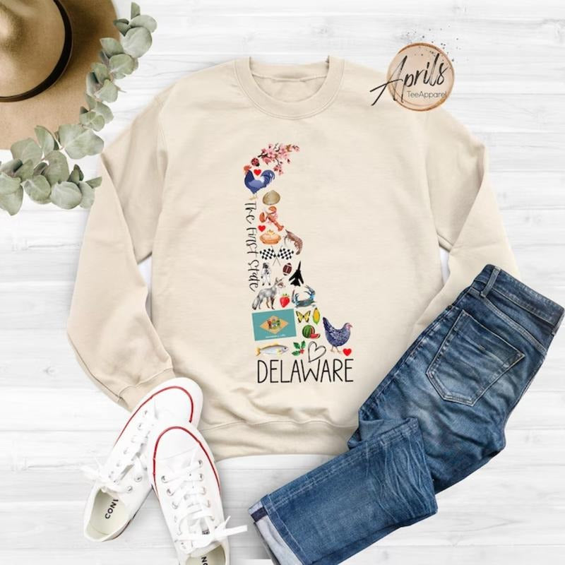 Delaware Sweatshirt, Delaware Hoodie, State Shirt Tops Fashion | ZylaModa.com