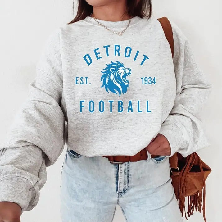 Detroit Football Crewneck Sweatshirt, Lions Sweatshirt, Detroit Fans Gift T-Shirts, Hoodie | ZylaModa.com