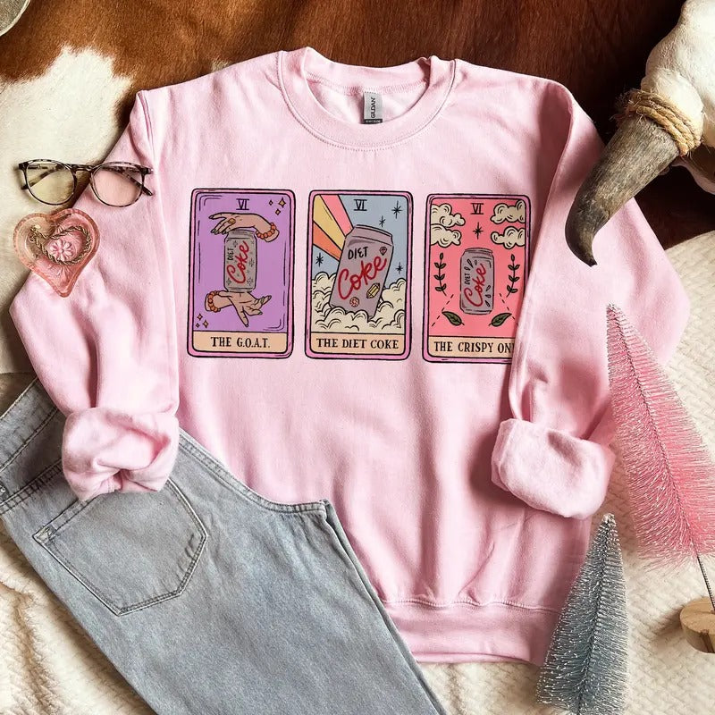 Diet Coke Crewneck, Crispy Diet Coke Girly | Diet Coke Lover Gift | Tarot Card Shirt Womenswear Long Sleeve, Womenswear...