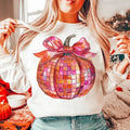 Disco Pumpkin Crewneck, Trendy Fall T-Shirt, Coquette Aesthetic Autumn Sweatshirt, Fall Pumpkin Clothing, Unisex Cotton...