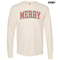 Distressed Varsity Merry Long Sleeve Comfort Colors T-Shirt 'NLB' Hoodie, Sweatshirt | ZylaModa.com