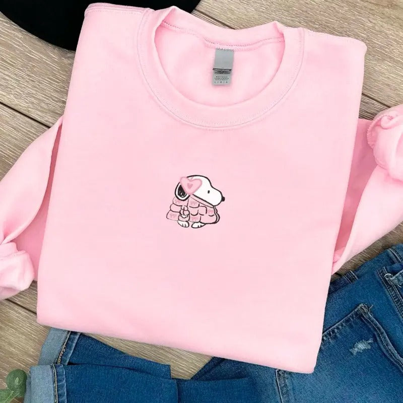 Dog Puffer Jacket Sweatshirt, Cute Valentine Shirt, Valentines Day Sweatshirt, Girly Valentine Shirt, Fashionable Gifts...