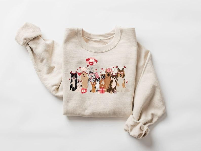 Dogs Sweatshirt, Dog Lover Sweater, Womens Valentines Sweatshirt, Valentines Dog Gift, Cute Gift for Dog Lover  Hoodie...