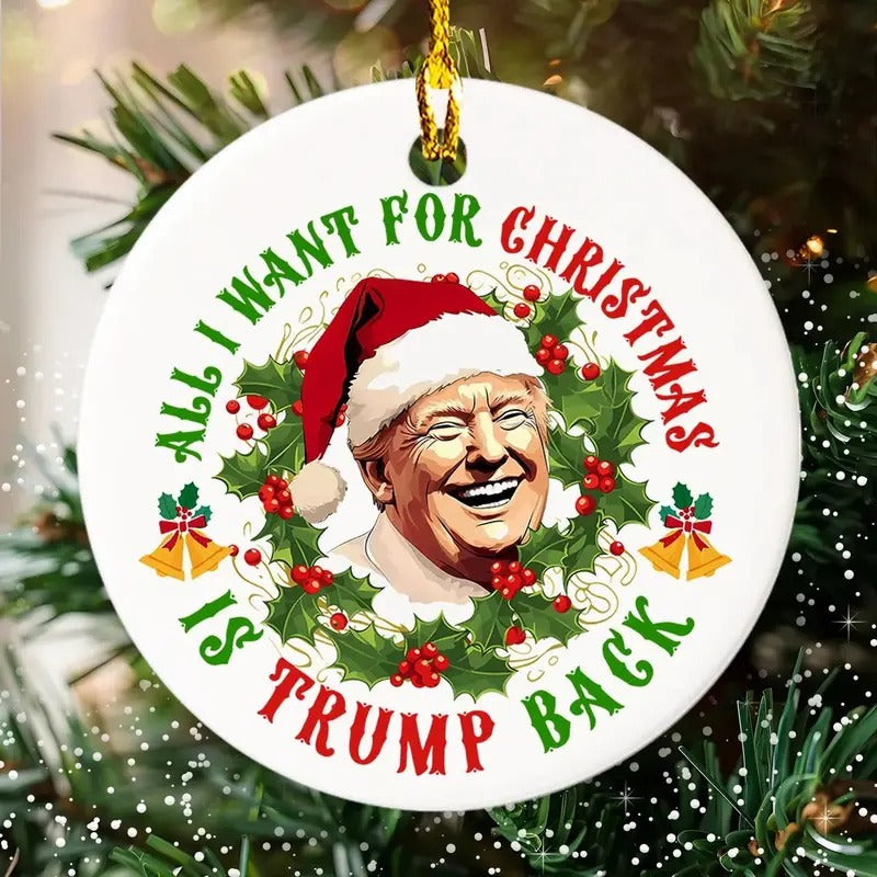 Donald Trump Santa All I Want For Christmas Ornament T-Shirts, Hoodie, Sweatshirt | ZylaModa.com