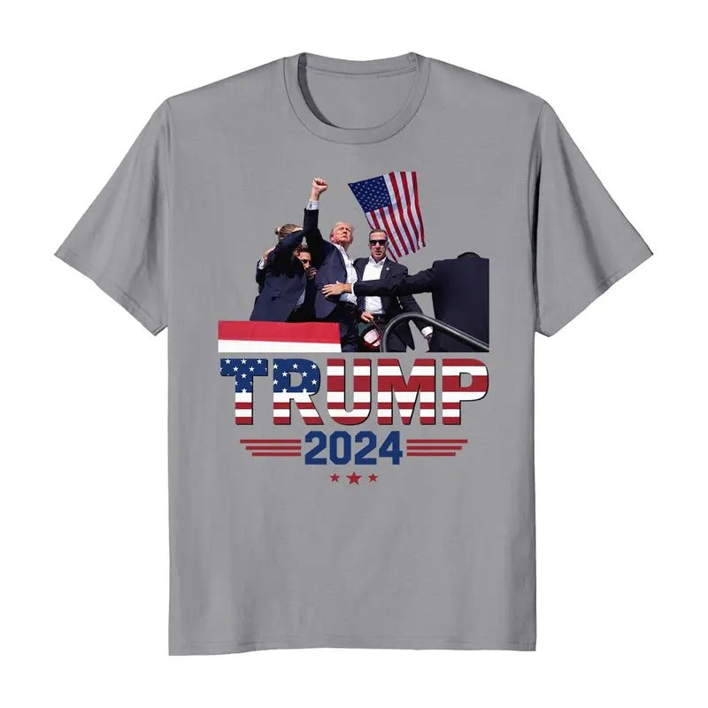 Donald Trump Shot 2024 Election GOP Republican T-Shirt Cotton Fabric Hoodie, Sweatshirt | ZylaModa.com