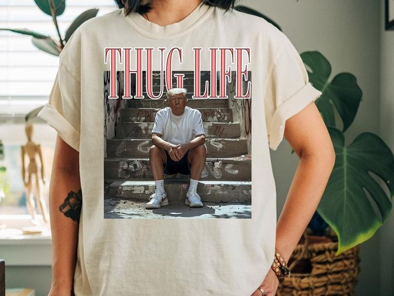 Donald Trump Thug Life Shirt, Viral Thug Life Trump T-Shirt, Sarcastic Donald Trump Tee, Funny Trump 2024 Shirt Hoodie,...