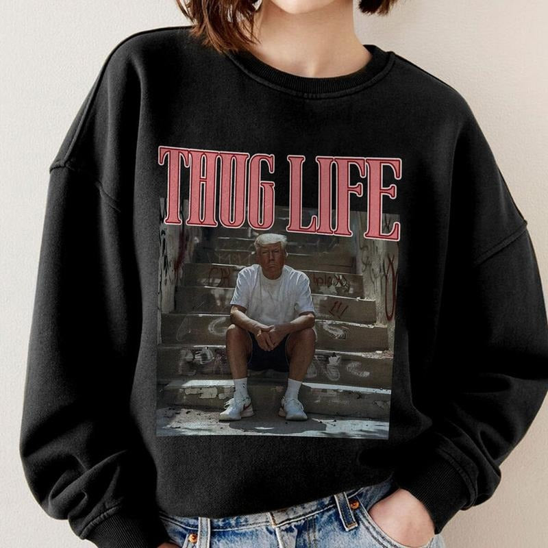 Donald Trump Thug Life Shirt, Viral Thug Life Trump T-Shirt, Thug Life Trump Tee Hoodie, Sweatshirt | ZylaModa.com