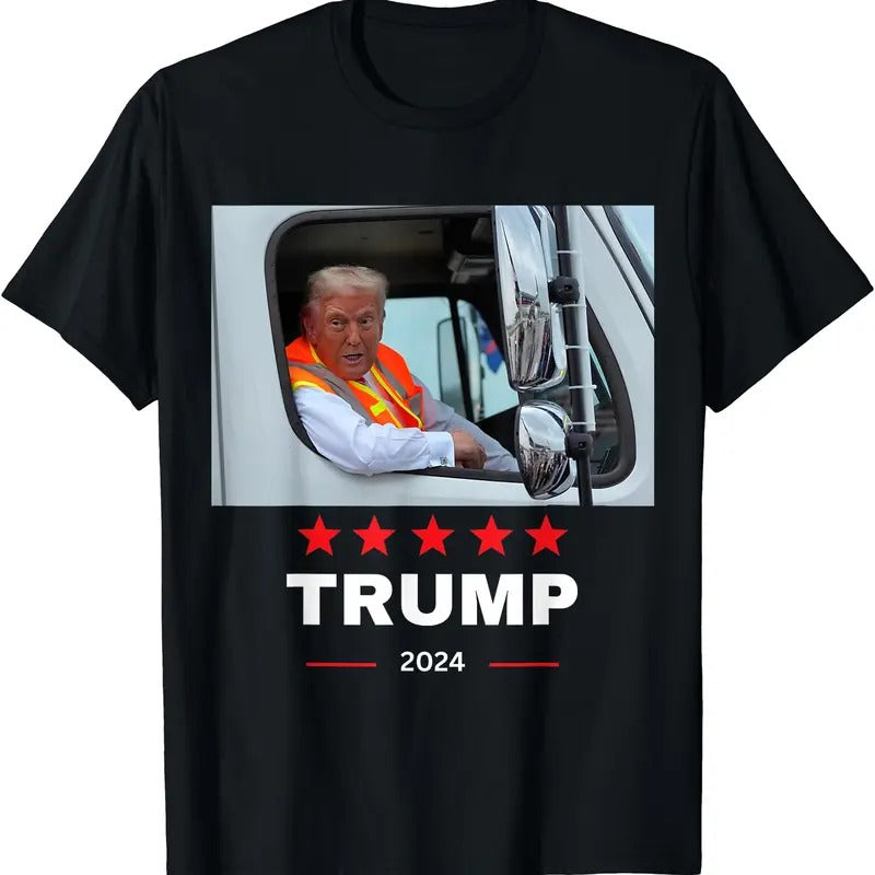 Donald Trump rides in garbage truck T-Shirt Hoodie, Sweatshirt | ZylaModa.com