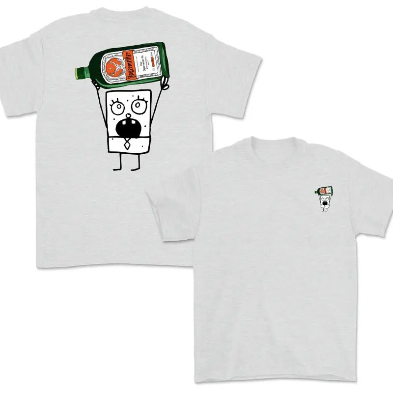 Doodlebob Jagermeister 2 Sided Unisex T-Shirt, For Men, For Women, Gift For All Menswear Top, Cotton, Crew Neck Hoodie,...