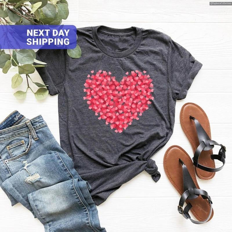 Double Heart Love Valentine Shirt, Coquette Cute Lovely Heart Tee, Teacher Couple Matching Gift Shirt , Global Trending...