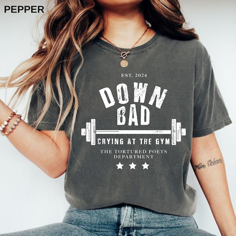 Down Bad Tshirt - GYM Trend Shirt Cotton Sleeve Hoodie, Sweatshirt | ZylaModa.com