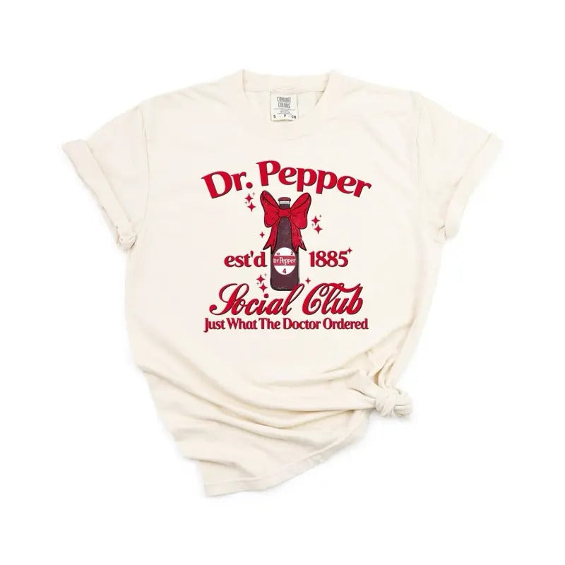 Dr. P Soda bow social club  | ivory comfort colors t shirt Hoodie, Sweatshirt | ZylaModa.com