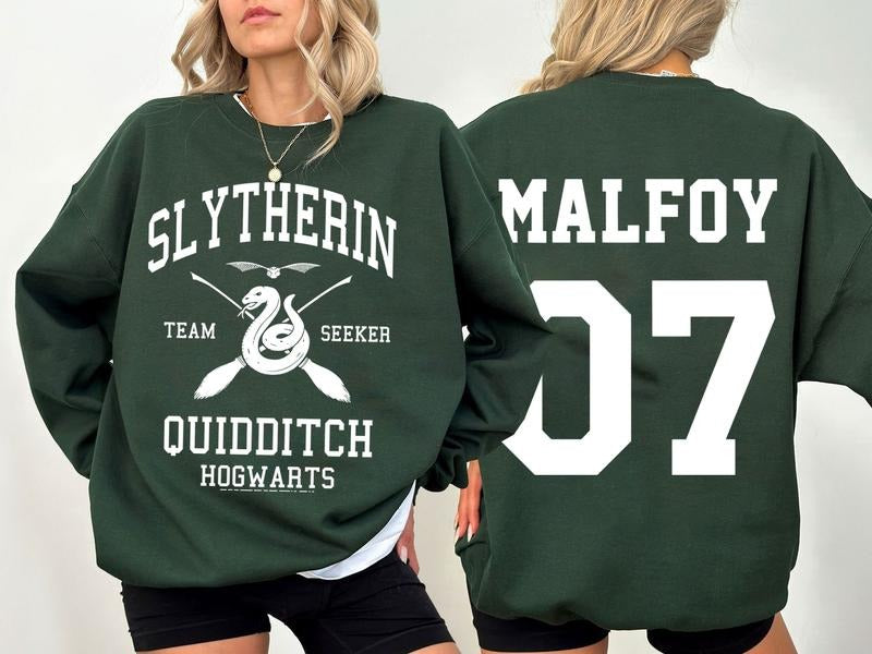 Draco 07 Quidditch Seeker Sweatshirt, HP books, Dracotok Bookish shirt, Movie Wizards House Tee, Gift For HP fans Hoodie