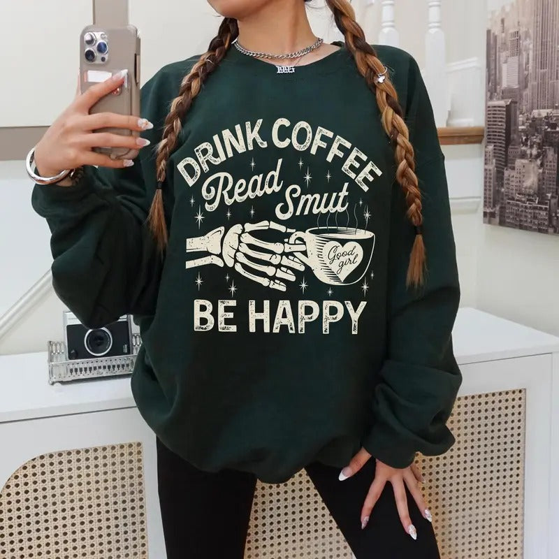 Drink Coffee Read Smut Sweatshirt, Smut Slut Social Club Hooodie, Smut Reader Gift, Booktrovert, Bookish, Spicy Books,...