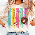 Dripping Baseball Coquette Tee, Preppy Ice Cream Design, Sporty Mama Look, shirt for women Hoodie, Sweatshirt | ZylaModa.com
