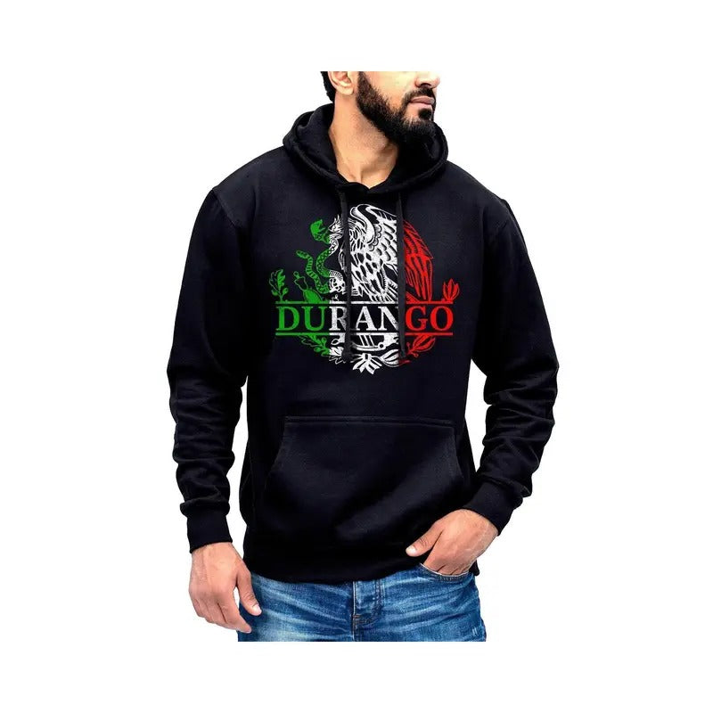 Durango Mexico Eagle Emblem Hoodie Sweatshirt Menswear Breathable Kangaroo Pocket T-Shirts | ZylaModa.com