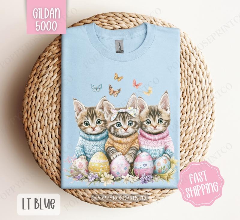 Easter Cats Gildan Shirt, Cute Cat Lover Tshirt, Trendy Cat Mom Tee Hoodie, Sweatshirt | ZylaModa.com