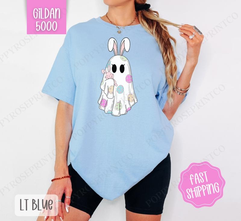 Easter Ghost Full Size Shirt Gildan, Women's Tee, Cute Easter Women's Tshirt Plus Sizes Hoodie, Sweatshirt | ZylaModa.com