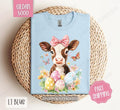 Easter Highland Cow Shirt Gildan, Women's Cow Tee, Cute Easter Women's Tshirt Plus Sizes Hoodie, Sweatshirt | ZylaModa.com
