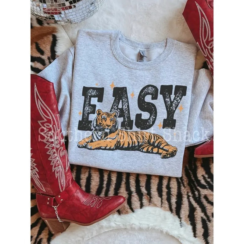 Easy Tiger Sweatshirt| Ash Gray Sweatshirt T-Shirts, Hoodie | ZylaModa.com