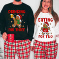 Eating For Two Christmas Couple Sweatshirt, Christmas Pregnancy Announcement Shirt, Baby Reveal Christmas Matching...