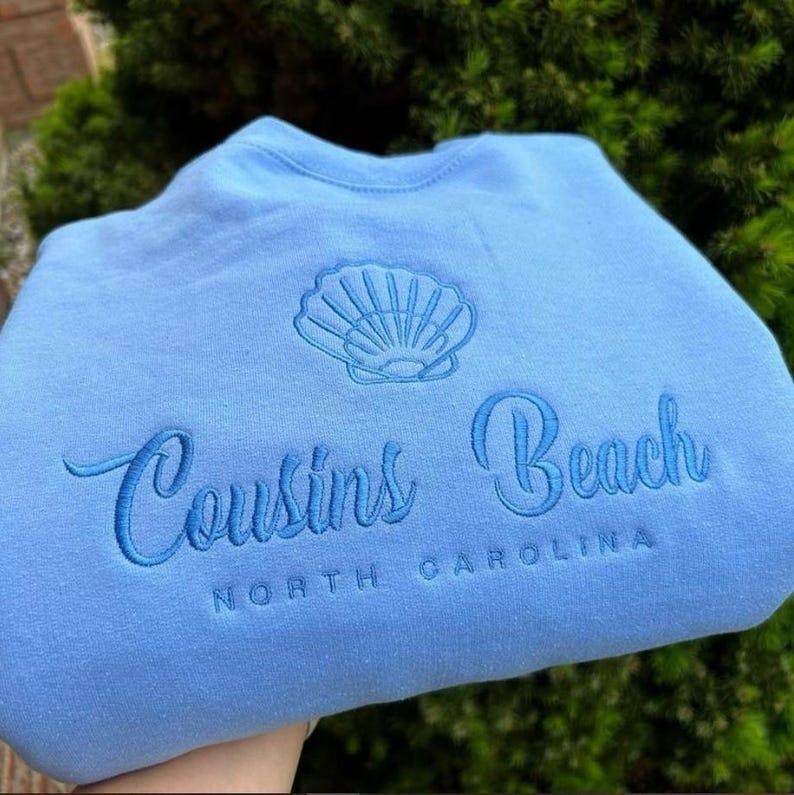 Embroidered Cousins Beach Sweatshirt, East Coast Beach Embroidered Hoodie, Summer Embroidered Sweatshirt, The Summer I...