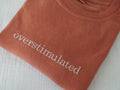 Embroidered Overstimulated Comfort Colors Tshirt, Embroidered Ultra Soft Tee, Monochromatic TShirts Hoodie, Sweatshirt