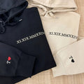 Embroidered Roman Numerals Hoodie, Date Couple Sweatshirt, Initials on Sleeve T-Shirts | ZylaModa.com