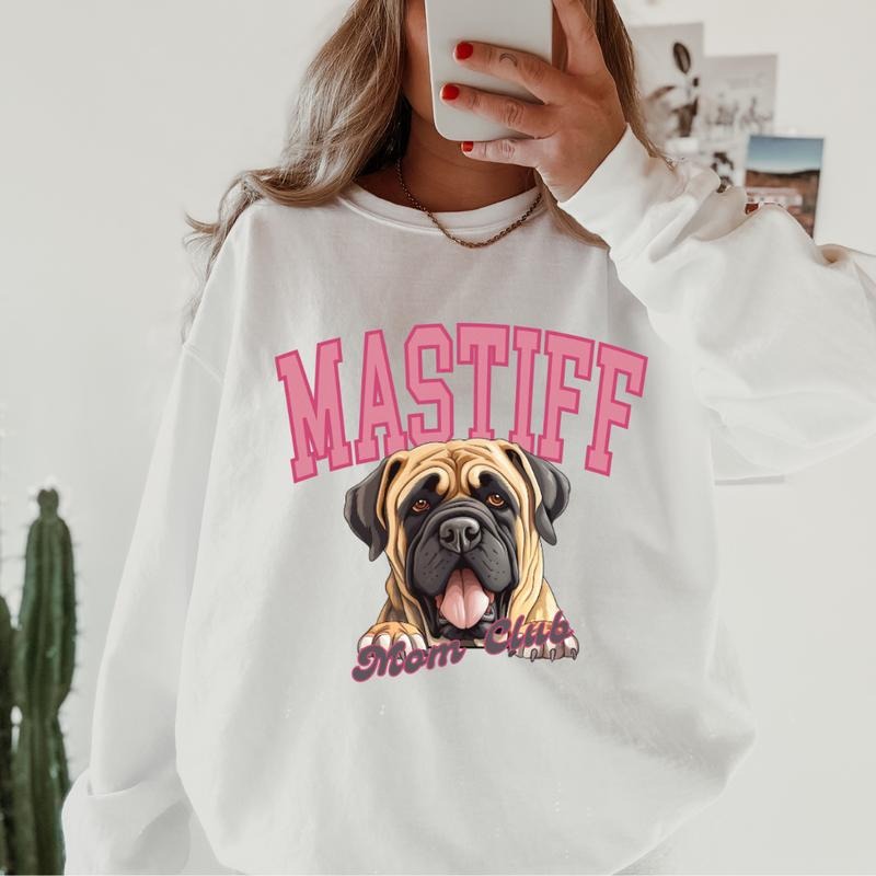 English Mastiff Dog Mom Club Sweatshirt ~ Sweatshirt Unisex Apparel Relaxed Fit Printed in the USA Clothing Womenswear...