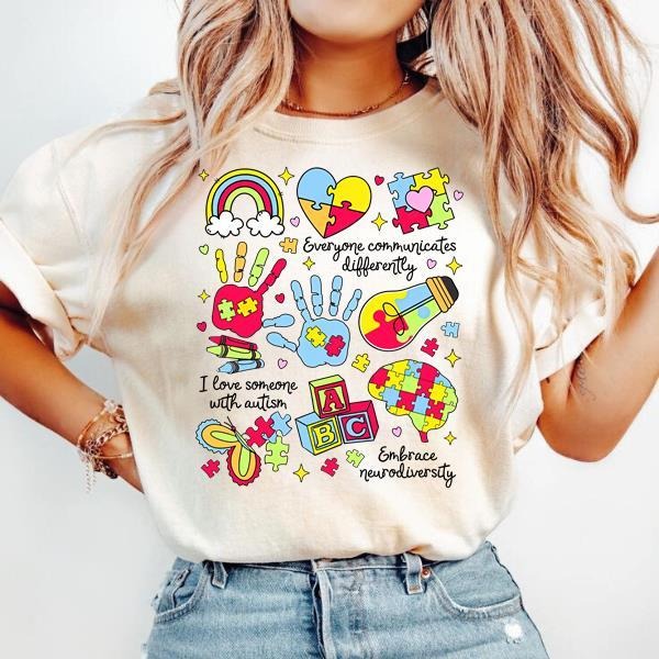 Everyone Communicates Differently Shirt, Autism Shirt, Autism Month Shirt, Autism Mom Shirt Hoodie, Sweatshirt | ZylaModa.com
