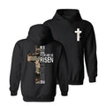 Faith Hoodie, He Is Risen Christian Easter Bible Verse Brown Camo Cross Hoodie, Camo Cross Design with Philippians Verse,...