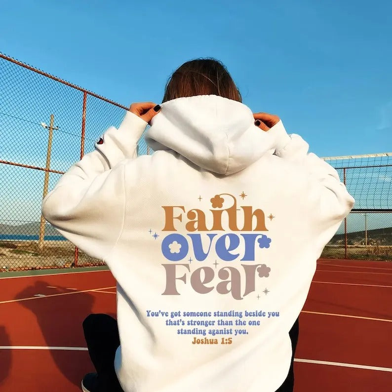 Faith Over Fear Christian Hoodie ,Christian Sweatshirt ,Jesus Hoodie, Trendy Hoodie ,Bible Verse Sweater,Aesthetic...