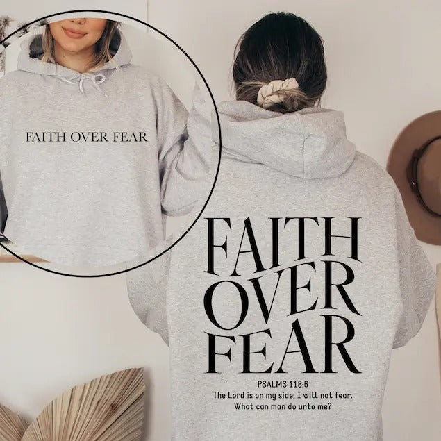 Faith Over Fear Christian Hoodie, Christian Sweatshirt, Jesus Apparel Christian Sweatshirt Aesthetic Hoodie Aesthetic...