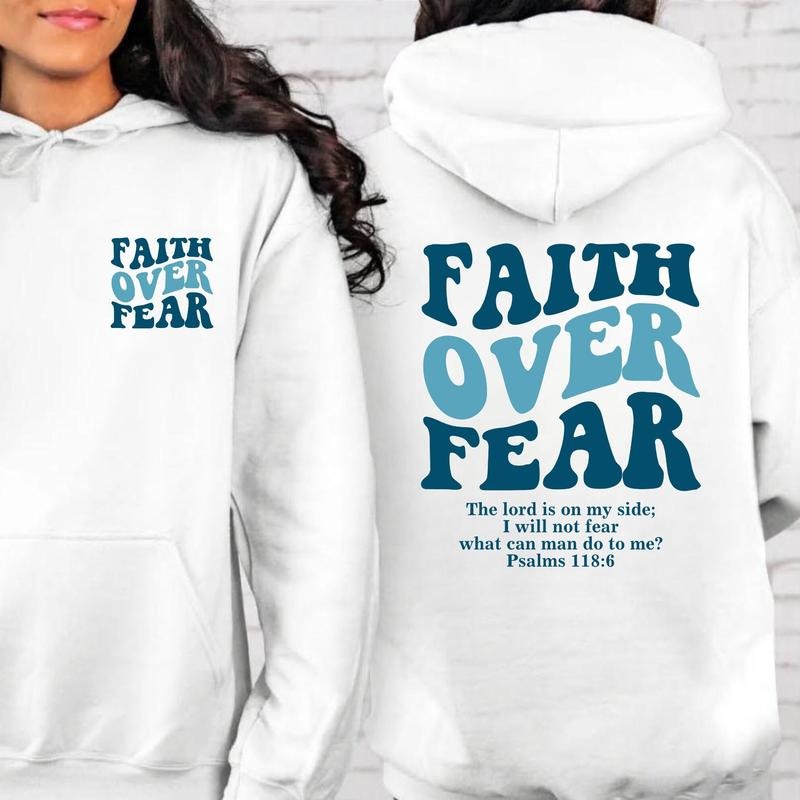 Faith Over Fear Christian Hoodie, Christian Sweatshirt, Jesus Hoodie, Trendy Hoodie, Bible Verse, faith  T-shirt, sweater...