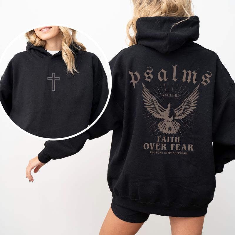 Faith Over Fear Christian Hoodie, Inspirational Jesus Shirt, Religious Graphic Tee, Christian Apparel for Men & Women,...