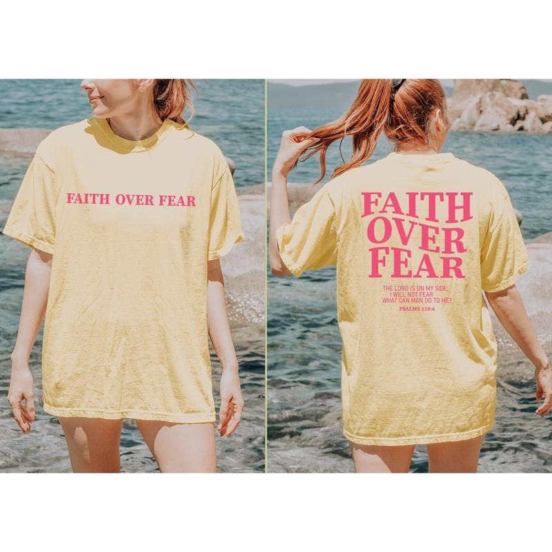 Faith Over Fear Christian Shirt, Jesus Shirts, Trendy Shirt, Bible Verse Shirt, Aesthetic Clothes, Christian Tee ...