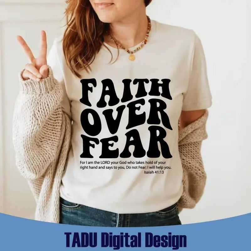 Faith Over Fear Wavy Stacked Retro Christian Bible Verse Faith Faith Over Fear Latarshia Grant T-Shirts, Hoodie, Sweatshirt