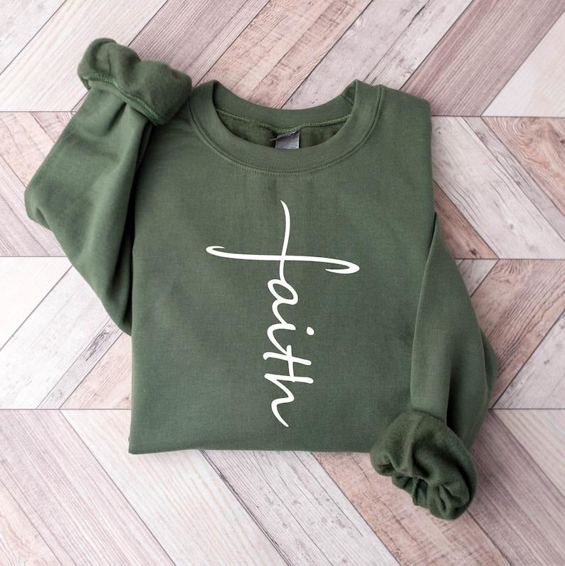 Faith Sweatshirt, Faith Cross Shirt, Christian Gift, Faith Gift, Christian Hoodie and Sweater; T-shirt | ZylaModa.com