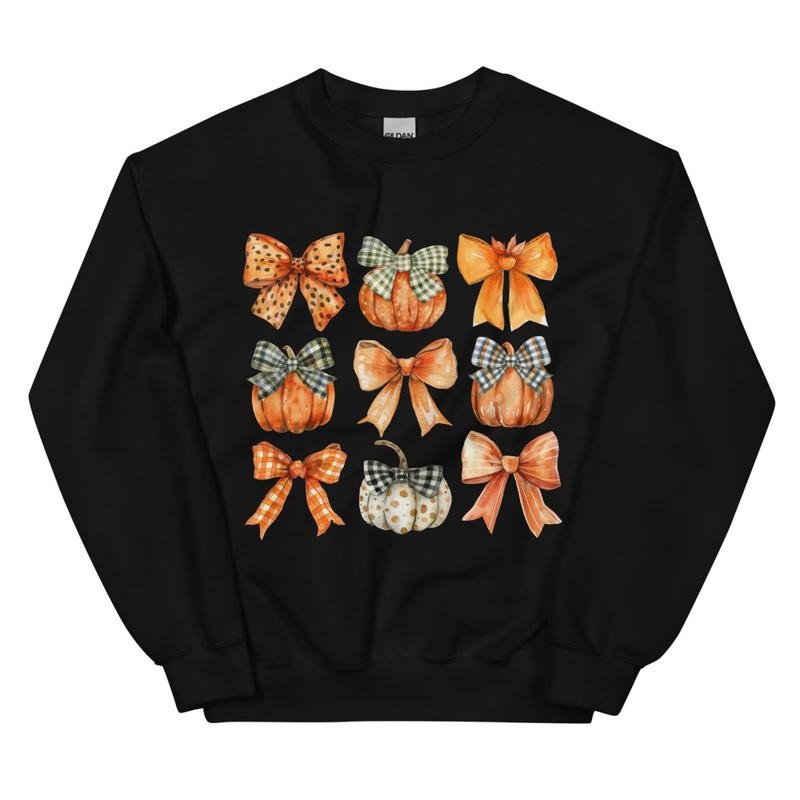 Fall Crewneck, Pumpkins and Bows Sweatshirt, Vintage Fall Sweatshirts, fall Crewnecks, fall sweaters, first day of school...