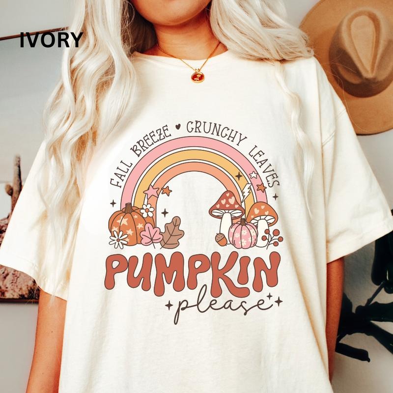 Fall Rainbow Shirt, Comfort Colors Shirt, Graphics Fall Tee, Spooky Season Shirt, Womens Graphic Holiday Shirt Hoodie,...