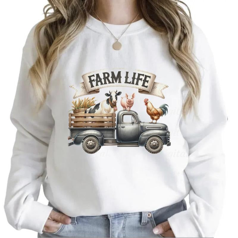 Farm Life Sweatshirt Farm Animals Western T-shirt Cow Country Hoodie Unisex | ZylaModa.com