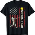 Father's Day T-Shirt, Gifts For Dad, Softball Dad US Flag Gifts For Dad Men Patriotic Fathers Day T-Shirt Menswear Top...